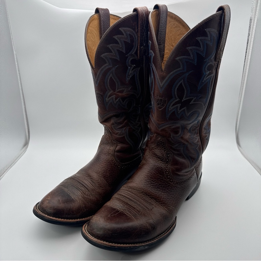 Ariat Mens 9D Heritage R Toe Western Cowboy Boots Brown Leather